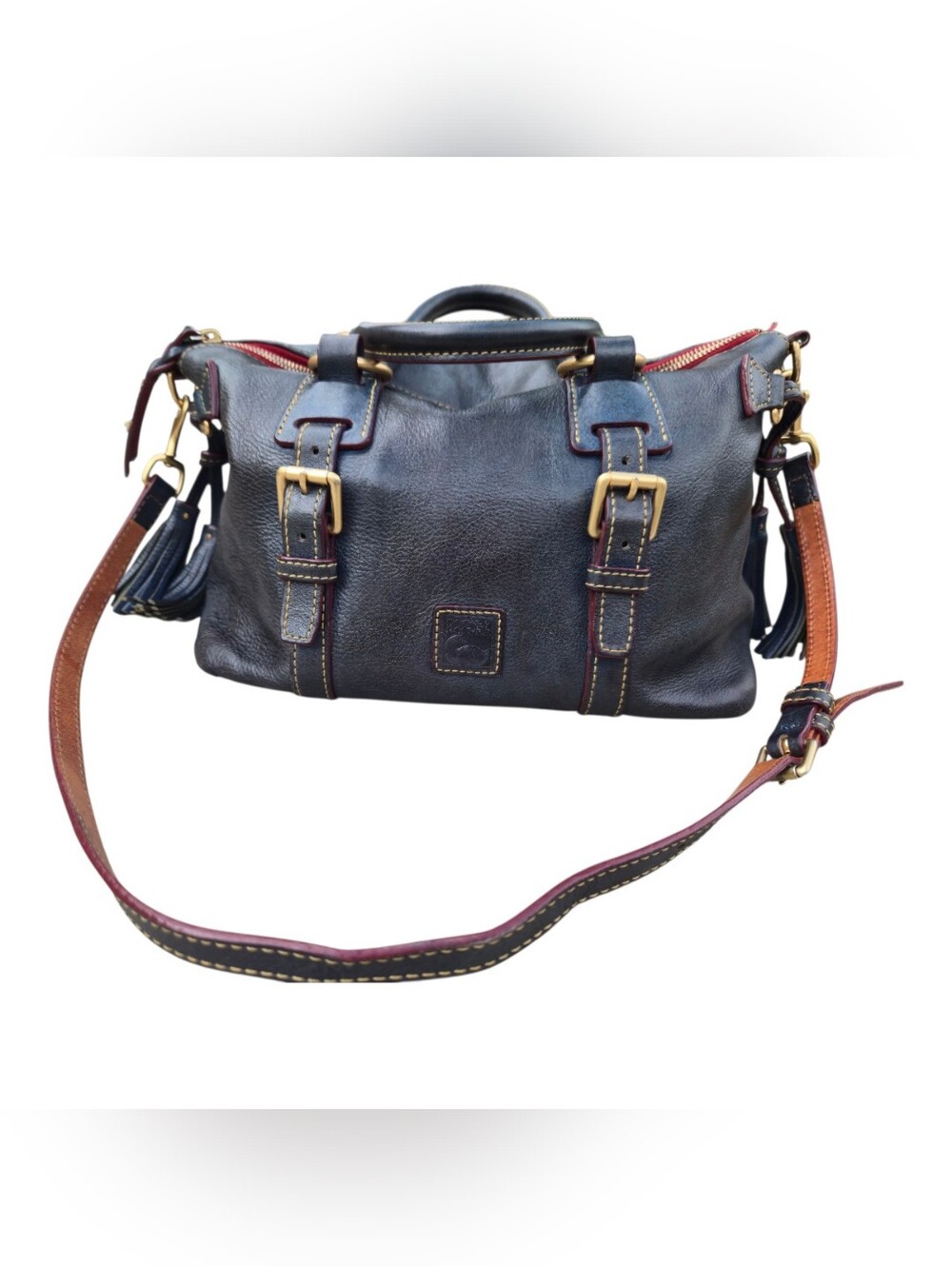 VINTAGE 2012 DOONEY & BOURKE FLORENTINE SATCHEL – NAVY & SPRUCE 🇮🇹